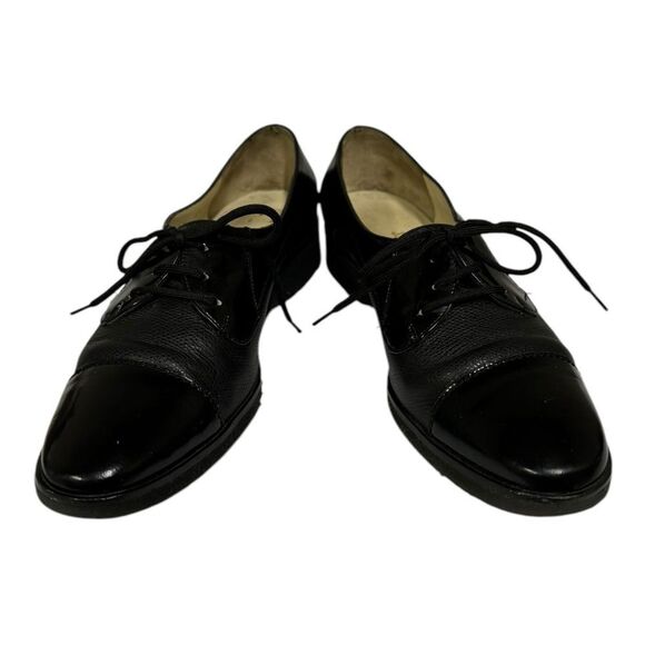 Salvatore Ferragamo Boutique Oxford Lace-up Black Patent Leather Shoes 6.5 - Picture 3 of 6